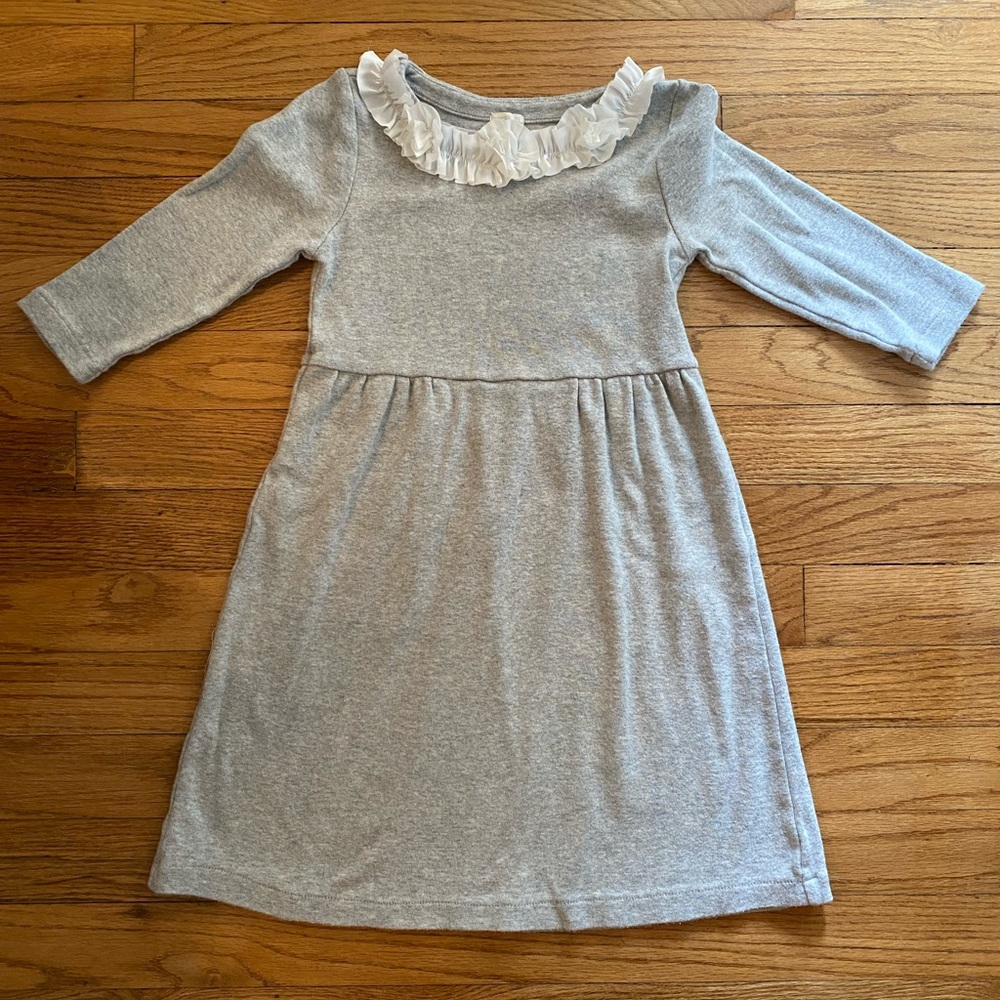 Crew Cuts Girls Grey Ruffle Collar Dress - Size 6